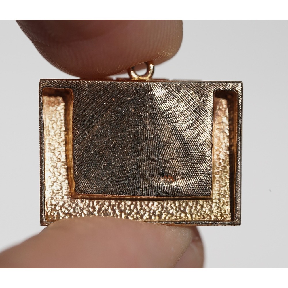 Vintage 14k Solid Yellow Gold Man Made Ruby Engagement Ring Box Pendant Charm - Picture 14 of 14